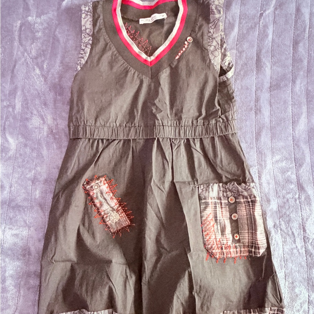 Stylish Gray Mini Dress with Red Accents